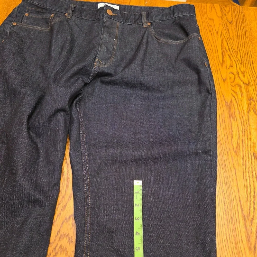 Mens 38x34 Jeans Straight‎ Leg Dark Wash Flat Front Dress Work Five Four